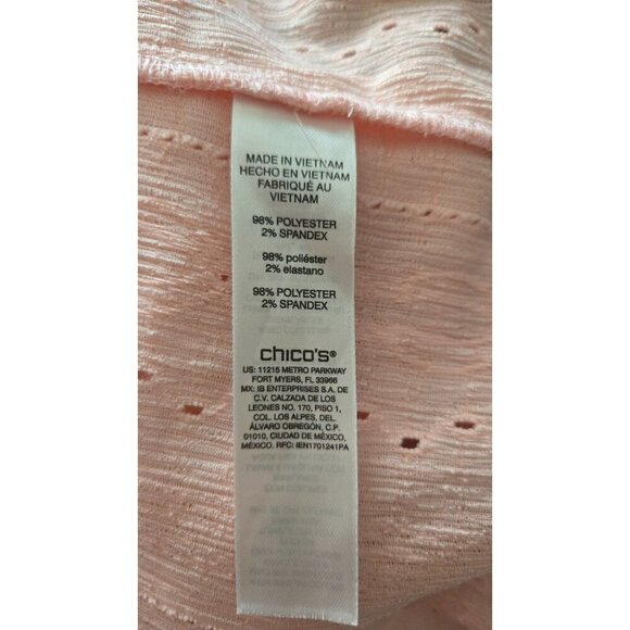 Chico's long sleeve with roll tab textured button front light pink size 3 - Picture 6 of 6